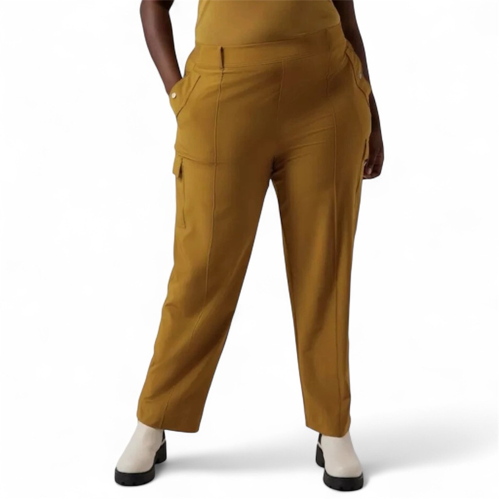 Athleta Vienna Cargo Pants Mustard Brass Yellow with Multi-Pockets Size 20